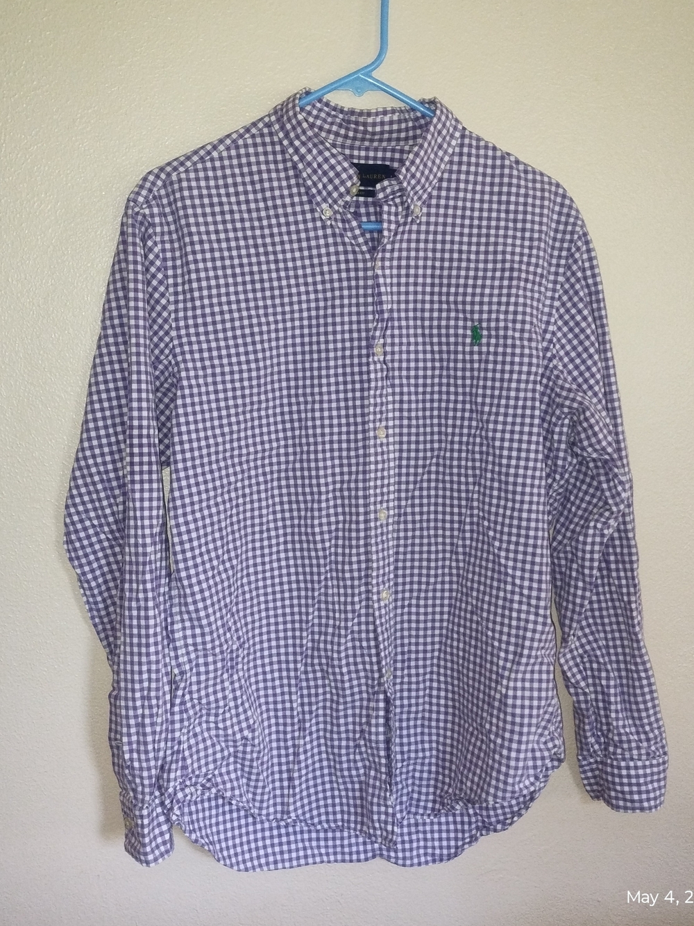 Ralph Lauren Men L Slim Fit Purple Check Button-Down Shirt